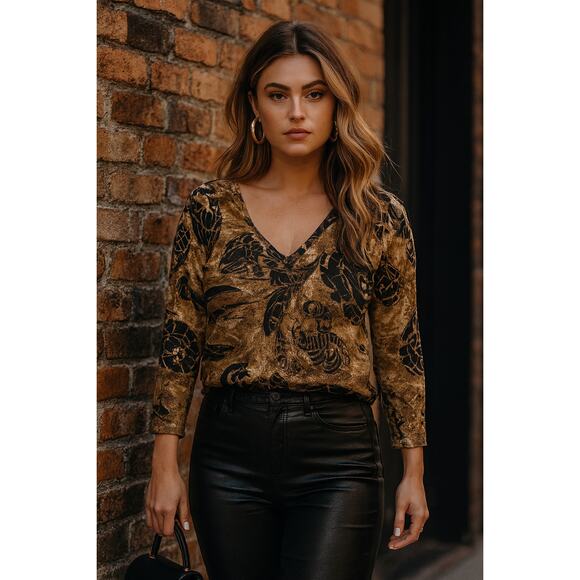 Neiman Marcus Abstract Knit Top Silk Large Vintage Organic Earthy MobWife Fall - Picture 1 of 4